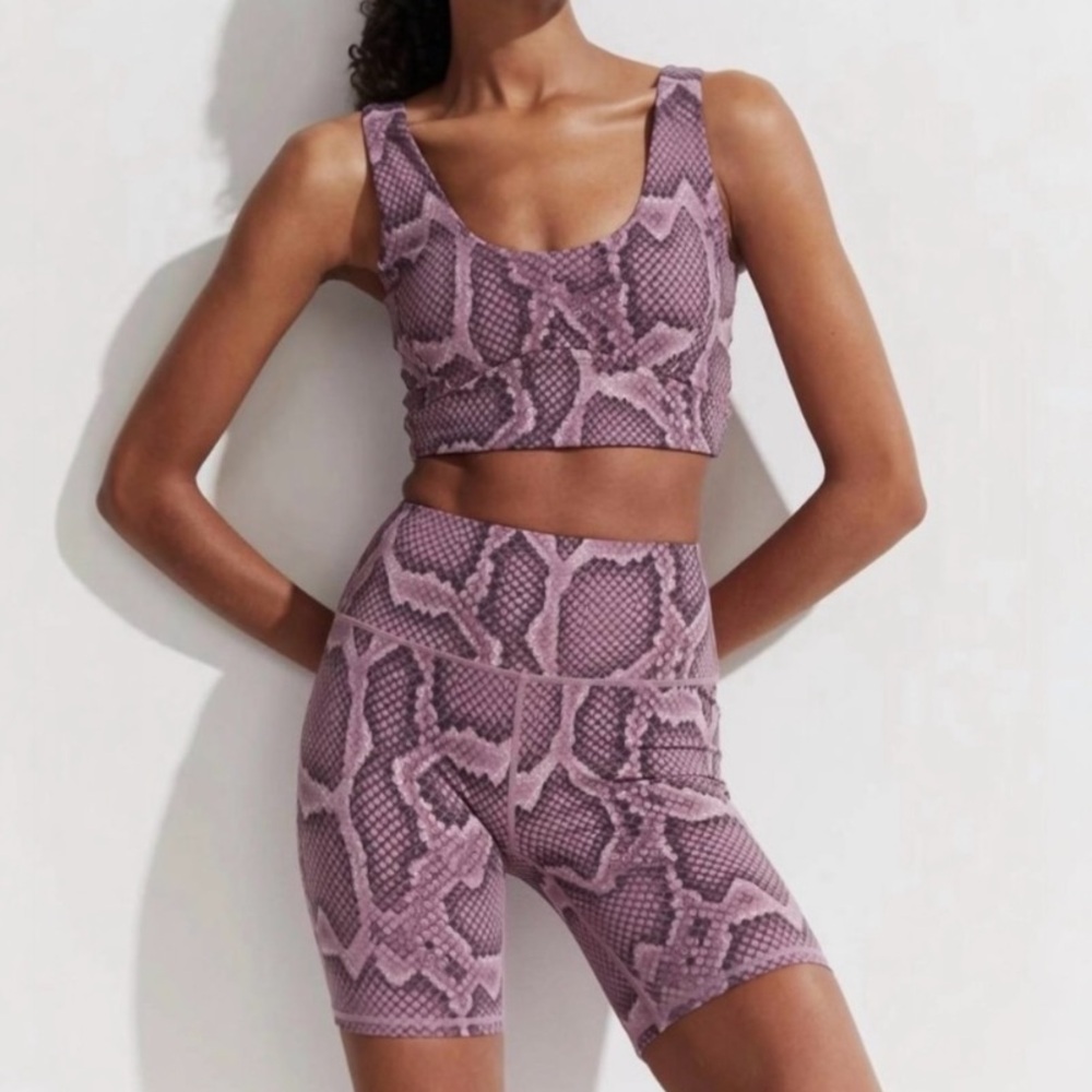 Varley Mesa Rose Snake Let's Go Shorts + Elsie Sports Bra